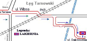 Mapa przejazdu od rogatek Tarnowa do Zakadu